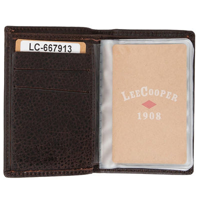 Lee Cooper | Мъжко кожено портмоне за карти EF-POB006, Тъмно кафяво 2