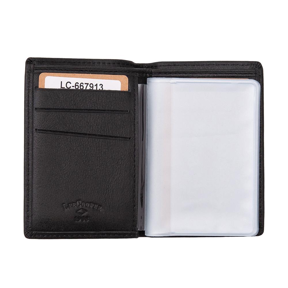 Lee Cooper | Мъжко кожено портмоне за карти EF-POB006, Черен 3