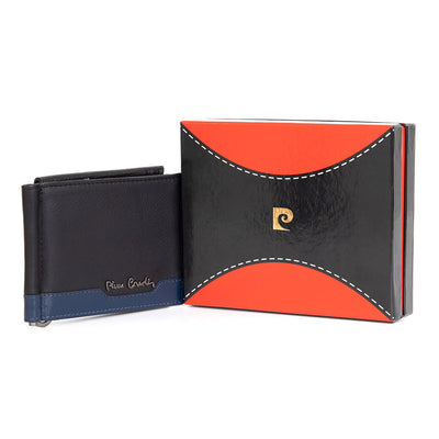 Pierre Cardin | Мъжко кожено портмоне за карти GPB081, Черен/Син 2