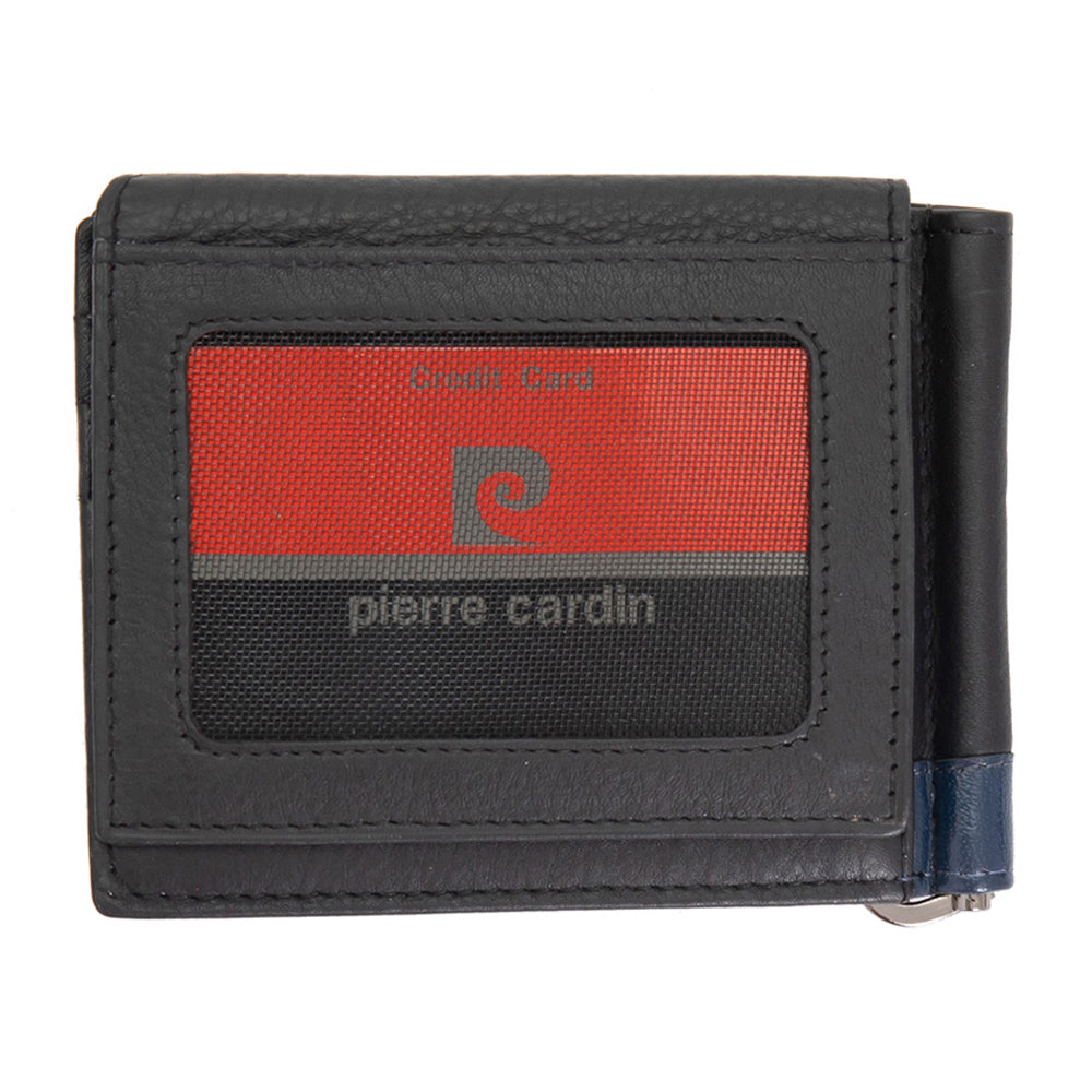 Pierre Cardin | Мъжко кожено портмоне за карти GPB081, Черен/Син 5