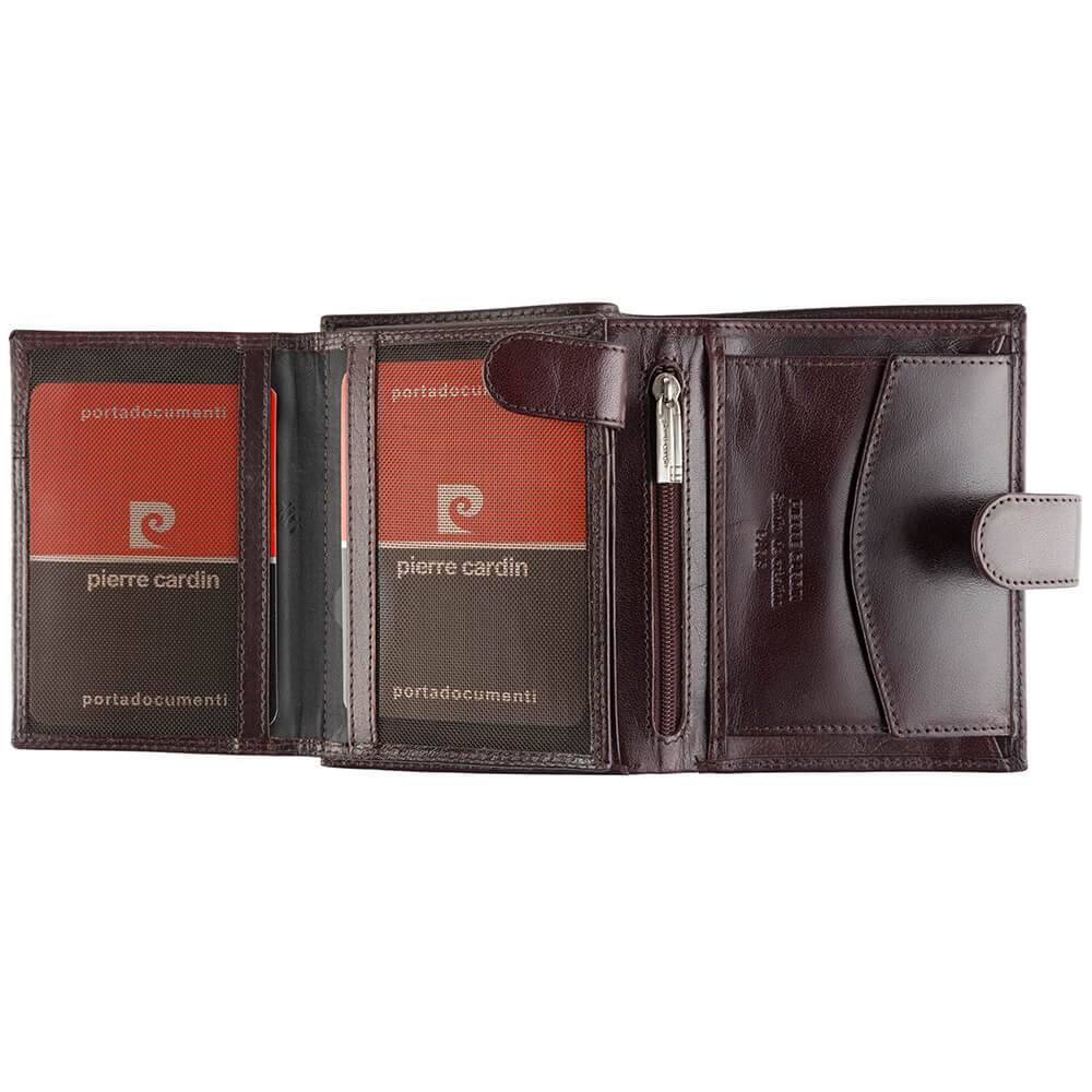 Pierre Cardin | Мъжки кожен портфейл GPB439, Тъмно кафяво - с RFID защита 4
