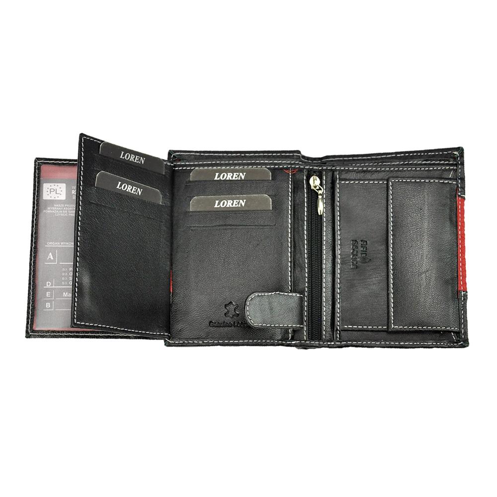 Мъжки кожен портфейл GPB589, Черен/Червен - с RFID защита 4