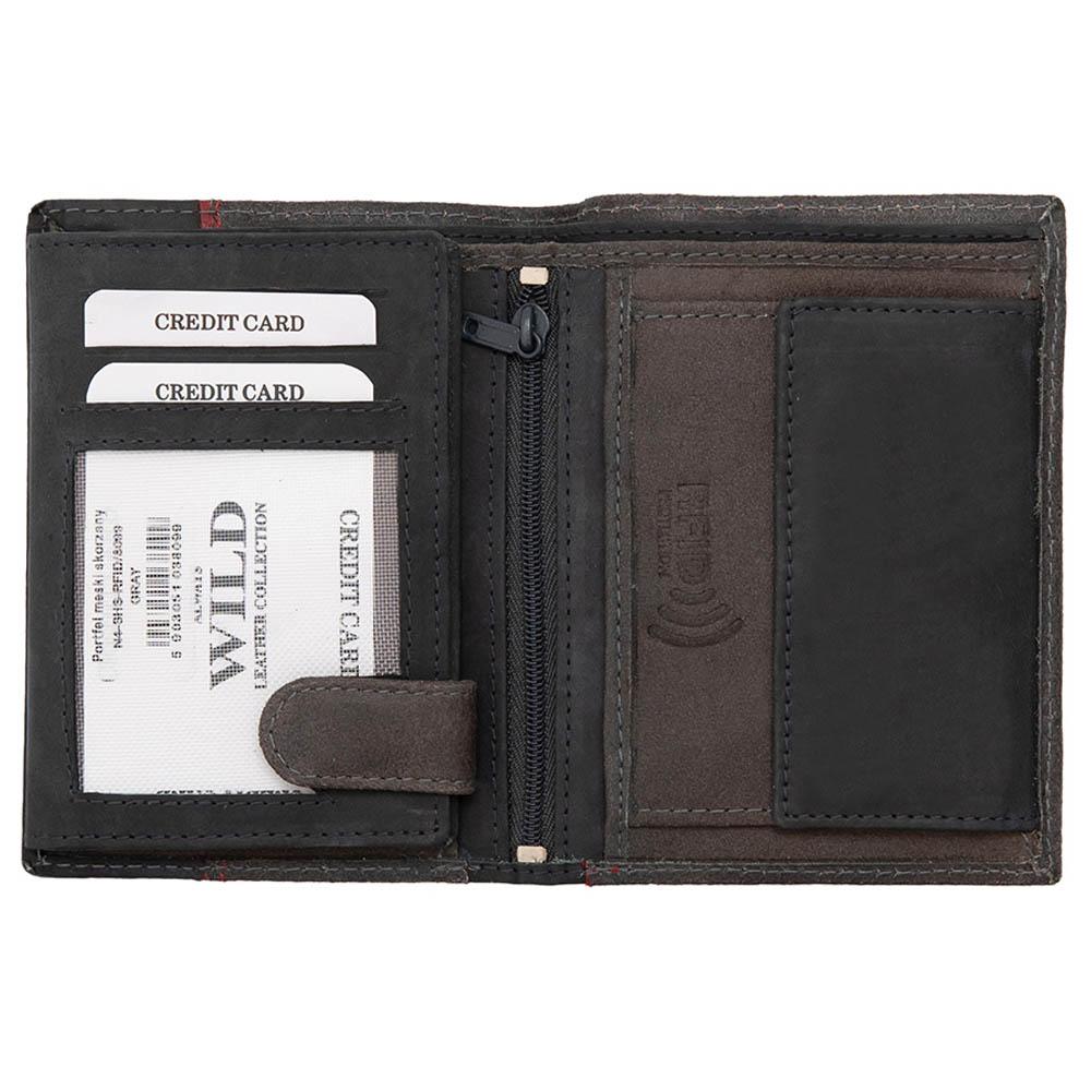 Мъжки кожен портфейл GPB608, Сив - с RFID защита 4