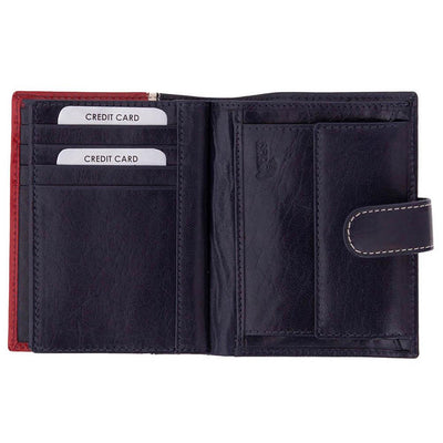 Мъжки кожен портфейл GPB622, Тъмносин/Червен - с RFID защита 3