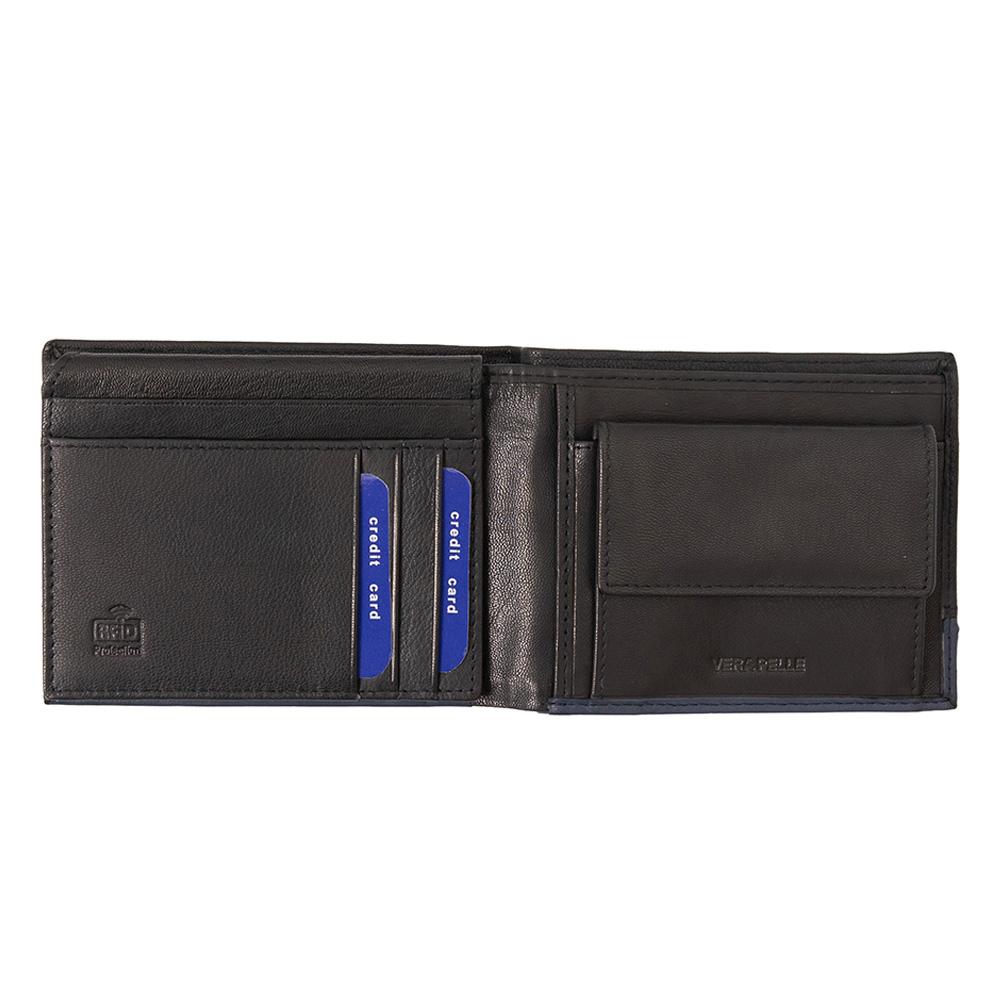 Мъжки кожен портфейл GPB668, Черен/Син - с RFID защита 3
