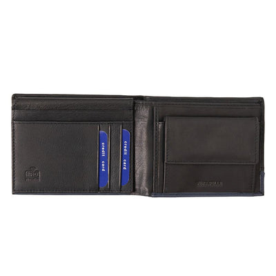 Мъжки кожен портфейл GPB668, Черен/Син - с RFID защита 3