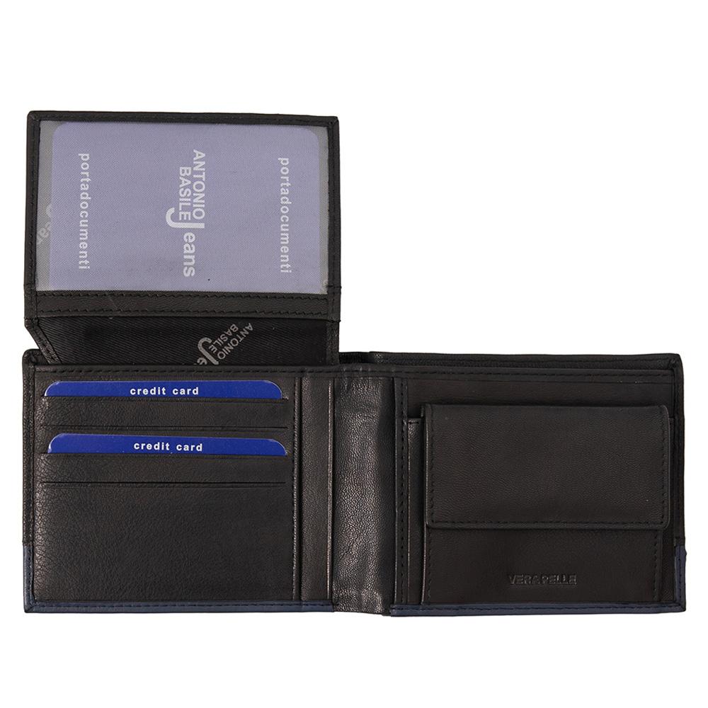 Мъжки кожен портфейл GPB668, Черен/Син - с RFID защита 4