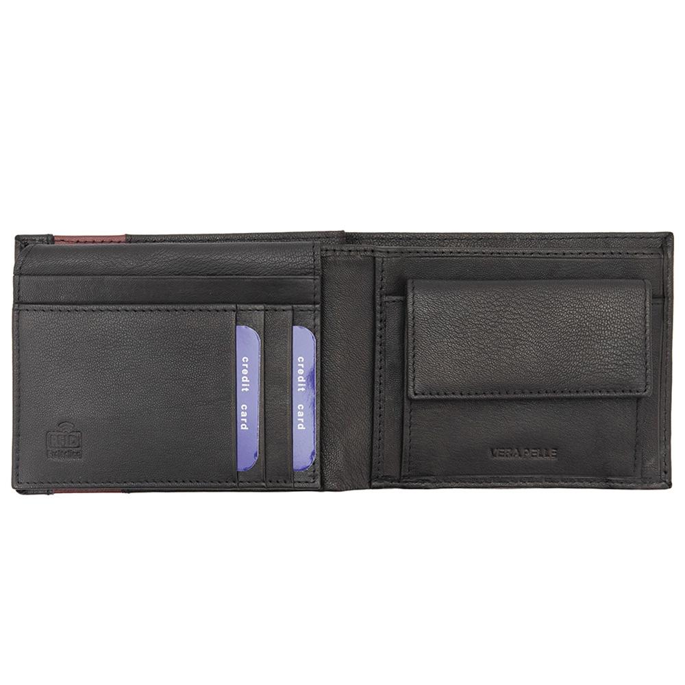 Мъжки кожен портфейл GPB669, Черен/Червен - с RFID защита 3