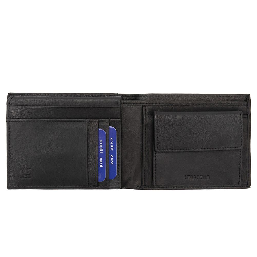 Мъжки кожен портфейл GPB670, Черен/Син - с RFID защита 3