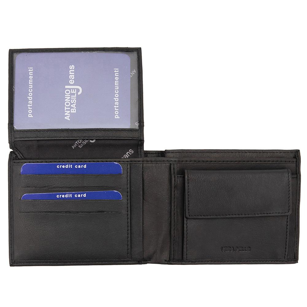 Мъжки кожен портфейл GPB670, Черен/Син - с RFID защита 4