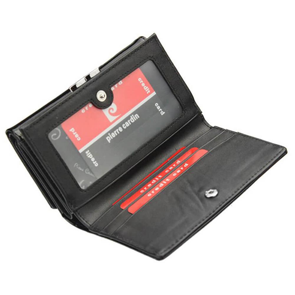 Pierre Cardin | Дамско портмоне от естествена кожа GPD015, Черен 7