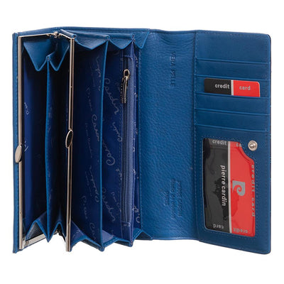 Pierre Cardin | Дамско портмоне от естествена кожа GPD016, Син 3