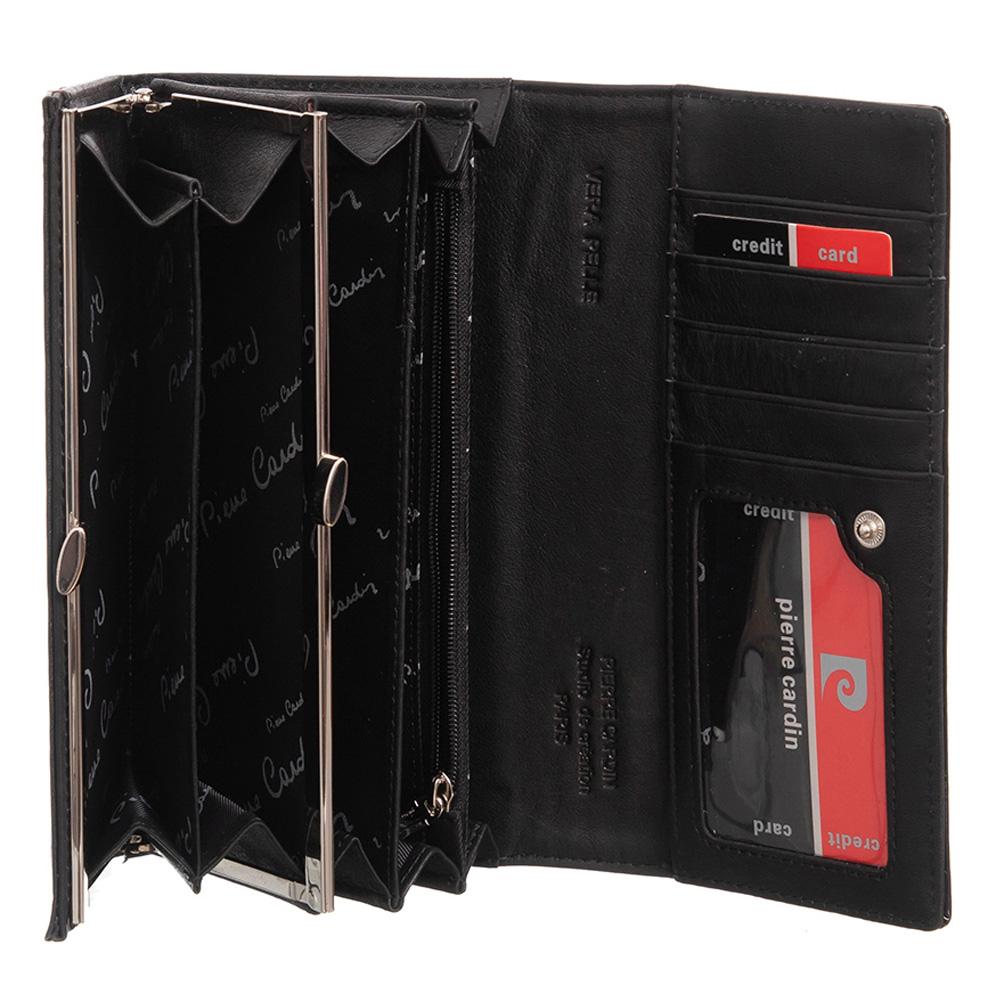 Pierre Cardin | Дамско портмоне от естествена кожа GPD016, Черен 3