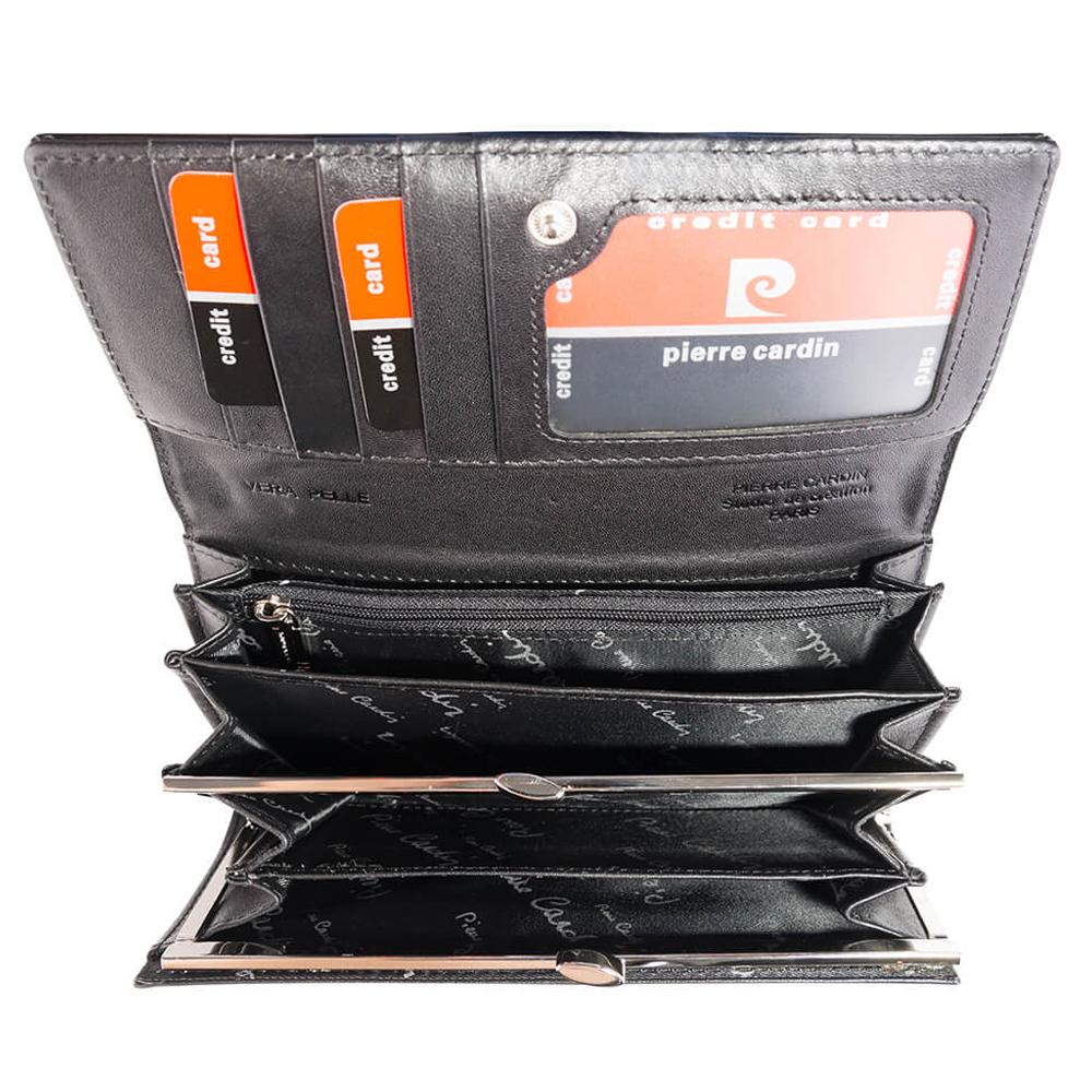 Pierre Cardin | Дамско портмоне от естествена кожа GPD044, Черен 4