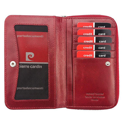 Pierre Cardin | Дамско портмоне от естествена кожа GPD070, Червен 4