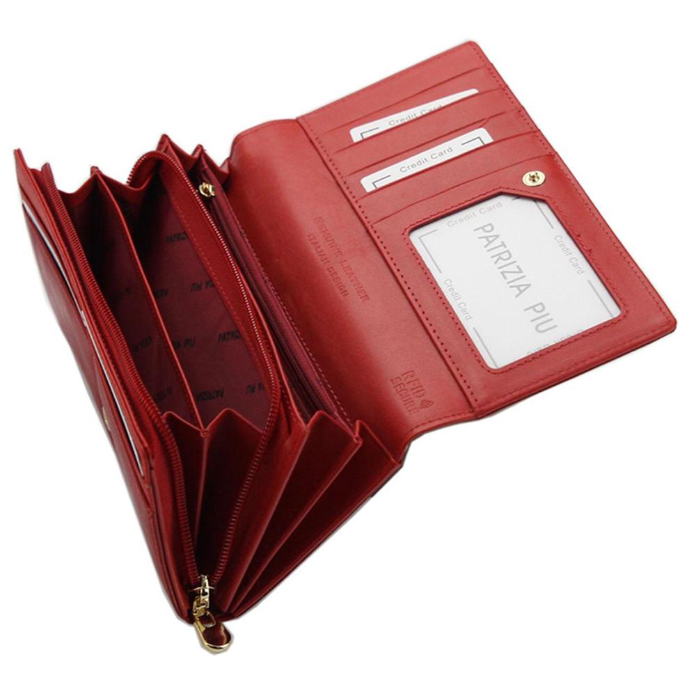Дамско портмоне от естествена кожа GPD252, Червен - с RFID защита 4