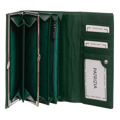 Дамско портмоне от естествена кожа GPD315, Зелен - с RFID защита 4