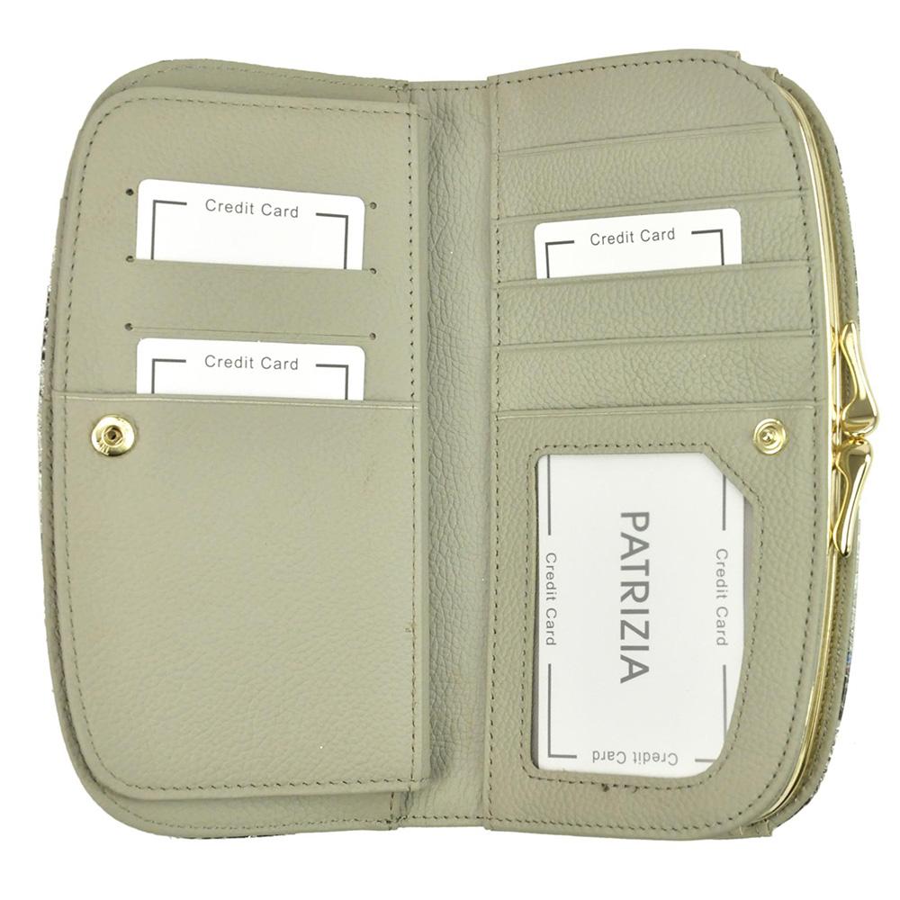 Дамско портмоне от естествена кожа GPD327, Сив/Розов - с RFID защита 5