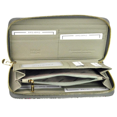 Дамско портмоне от естествена кожа GPD328, Сив/Розов - с RFID защита 5