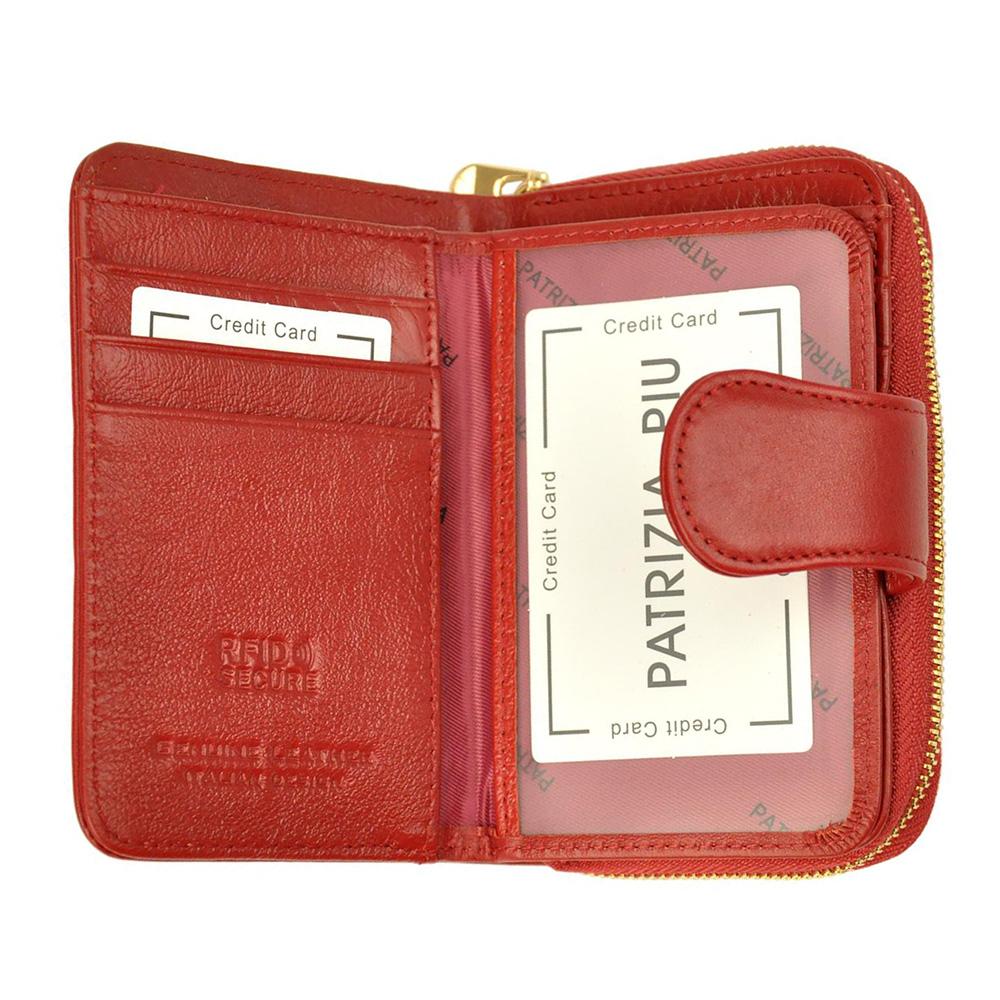 Дамско портмоне от естествена кожа GPD337, Червен - с RFID защита 4