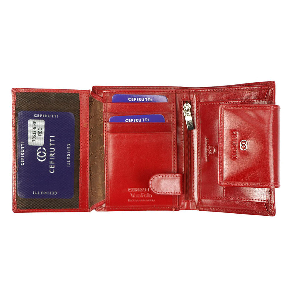 Дамско портмоне от естествена кожа GPD383, Червен - с RFID защита 5
