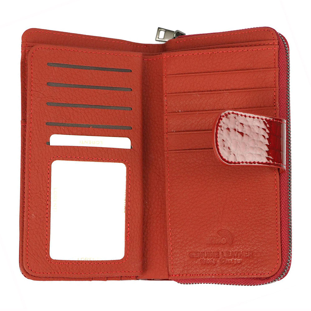Дамско портмоне от естествена кожа GPD400, Червен - с RFID защита 4