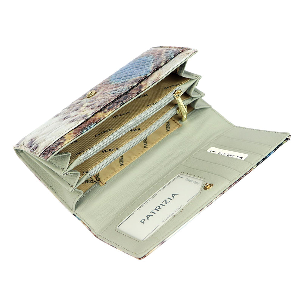 Дамско портмоне от естествена кожа GPD409, Бял/Син - с RFID защита 6