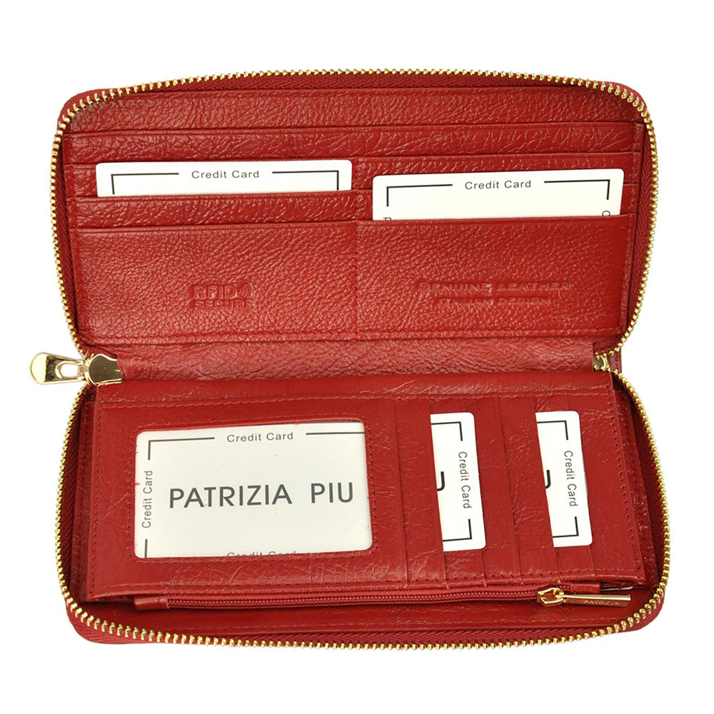 Дамско портмоне от естествена кожа GPD423, Червен - с RFID защита 7
