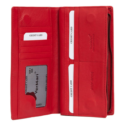 Дамско портмоне от естествена кожа GPD435, Червен - с RFID защита 4