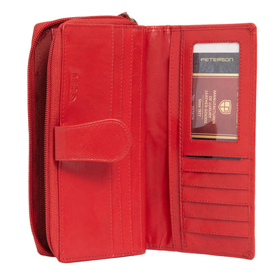 Дамско портмоне от естествена кожа GPD438, Червен - с RFID защита 4