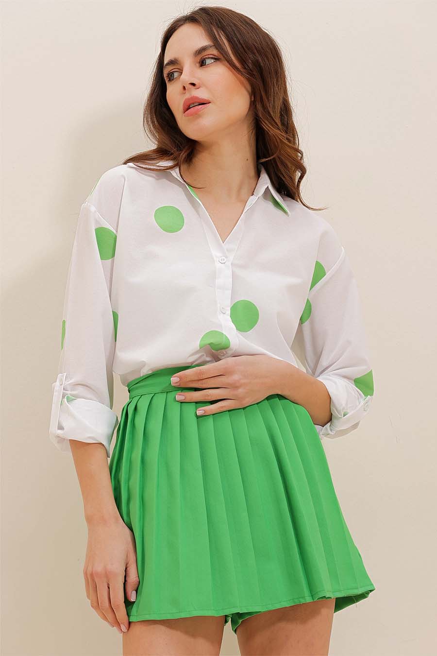Дамска риза Millie, Бял/Зелен 2