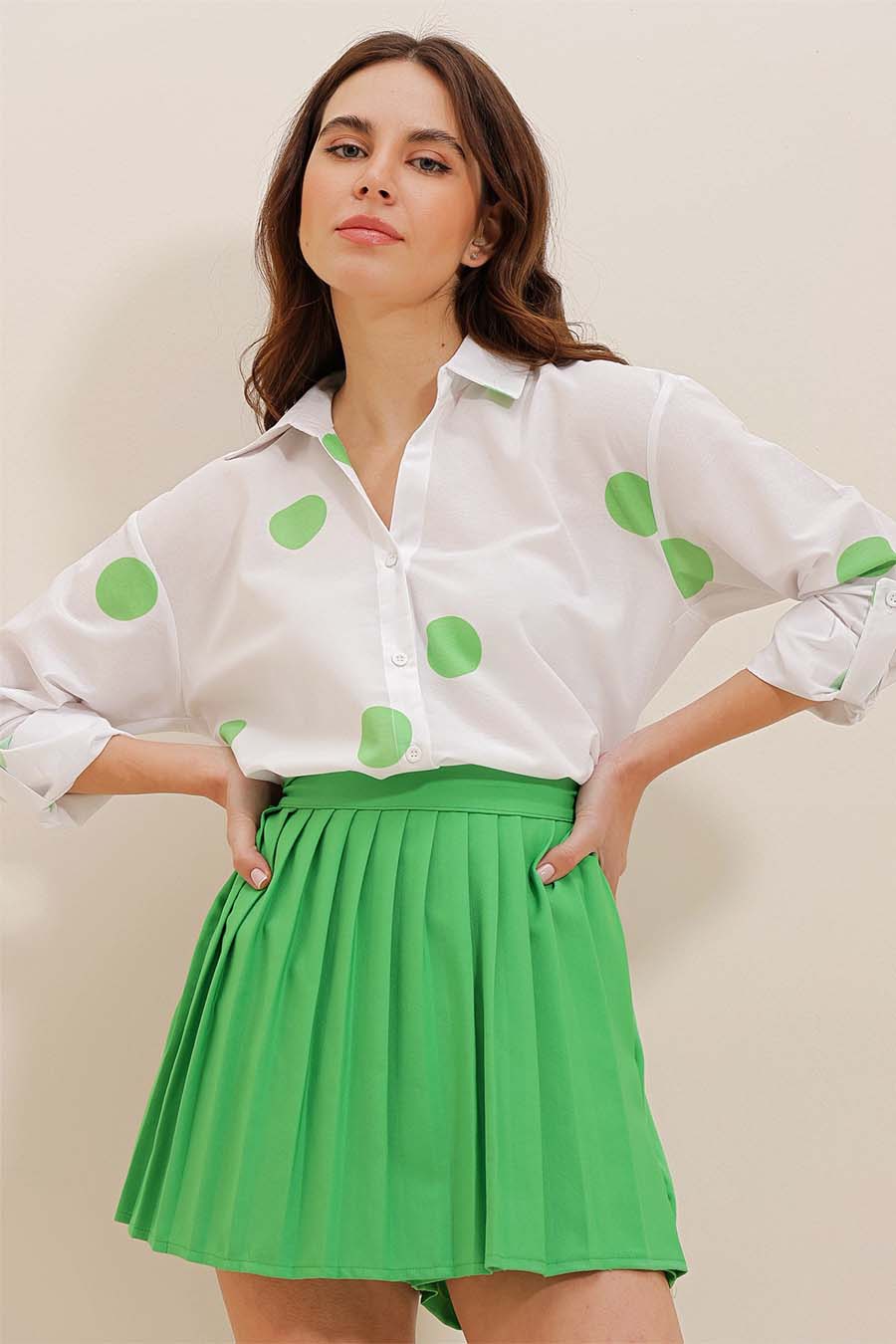 Дамска риза Millie, Бял/Зелен 4