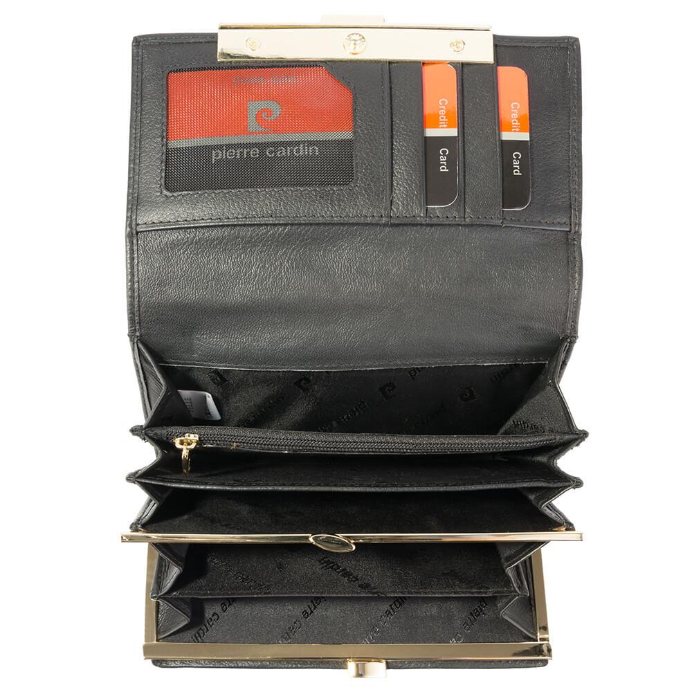 Pierre Cardin | Дамско портмоне от естествена кожа GPD005, Черен 4