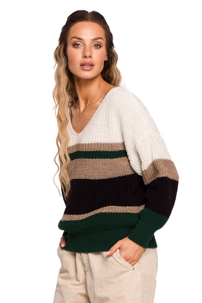 Дамски пуловер Aithne, Бял/Зелен 1