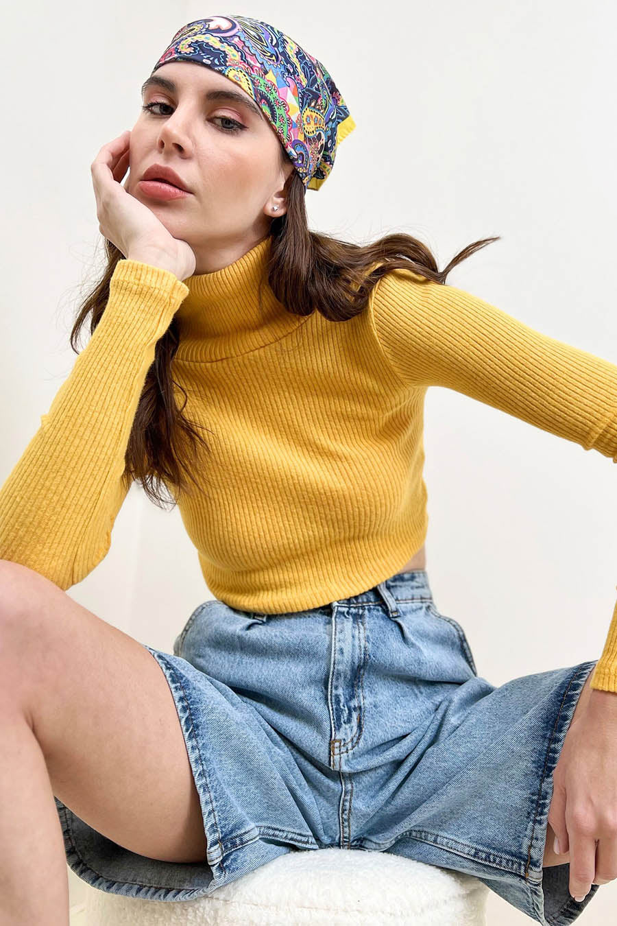Дамски пуловер Sima, Жълт 4