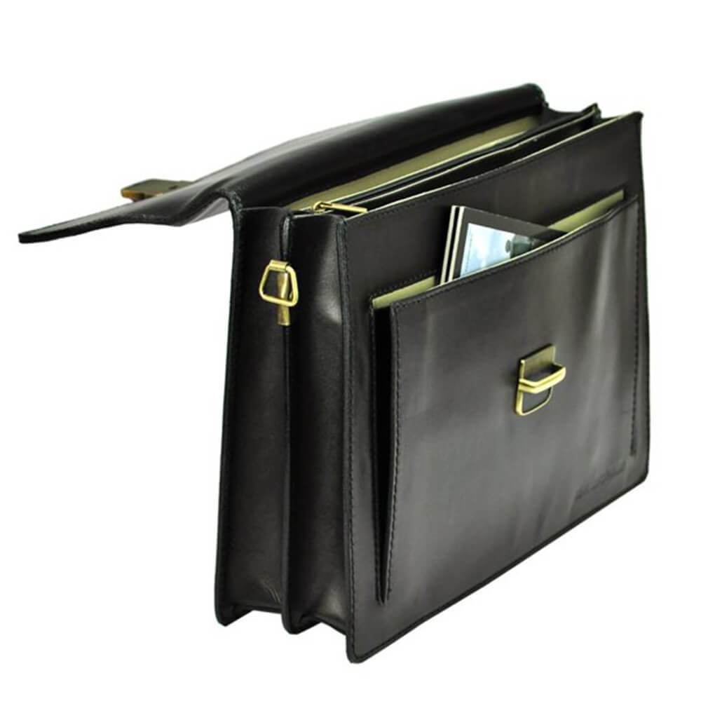 Мъжка бизнес чанта от естествена кожа GS548, Черен 4