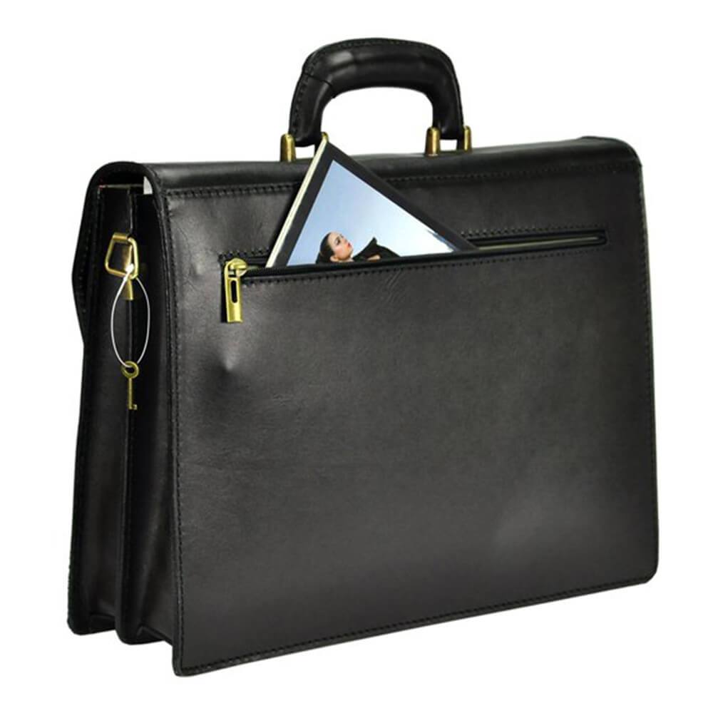 Мъжка бизнес чанта от естествена кожа GS548, Черен 8