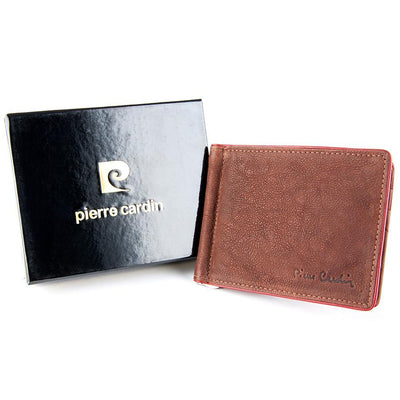 Pierre Cardin | Мъжко кожено портмоне за карти GPB403, Кафяв/Червен 2