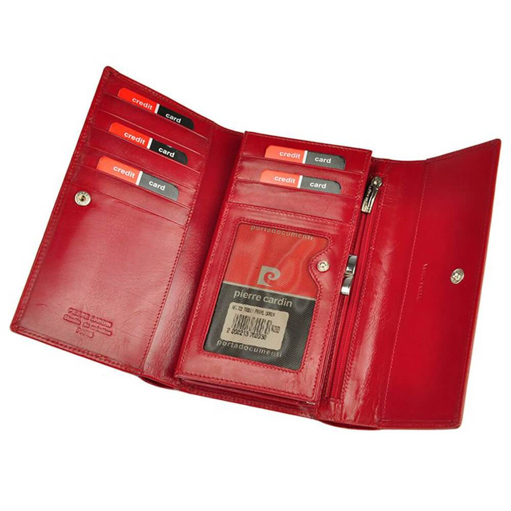 Pierre Cardin | Дамско портмоне от естествена кожа GPD150, Червен 5