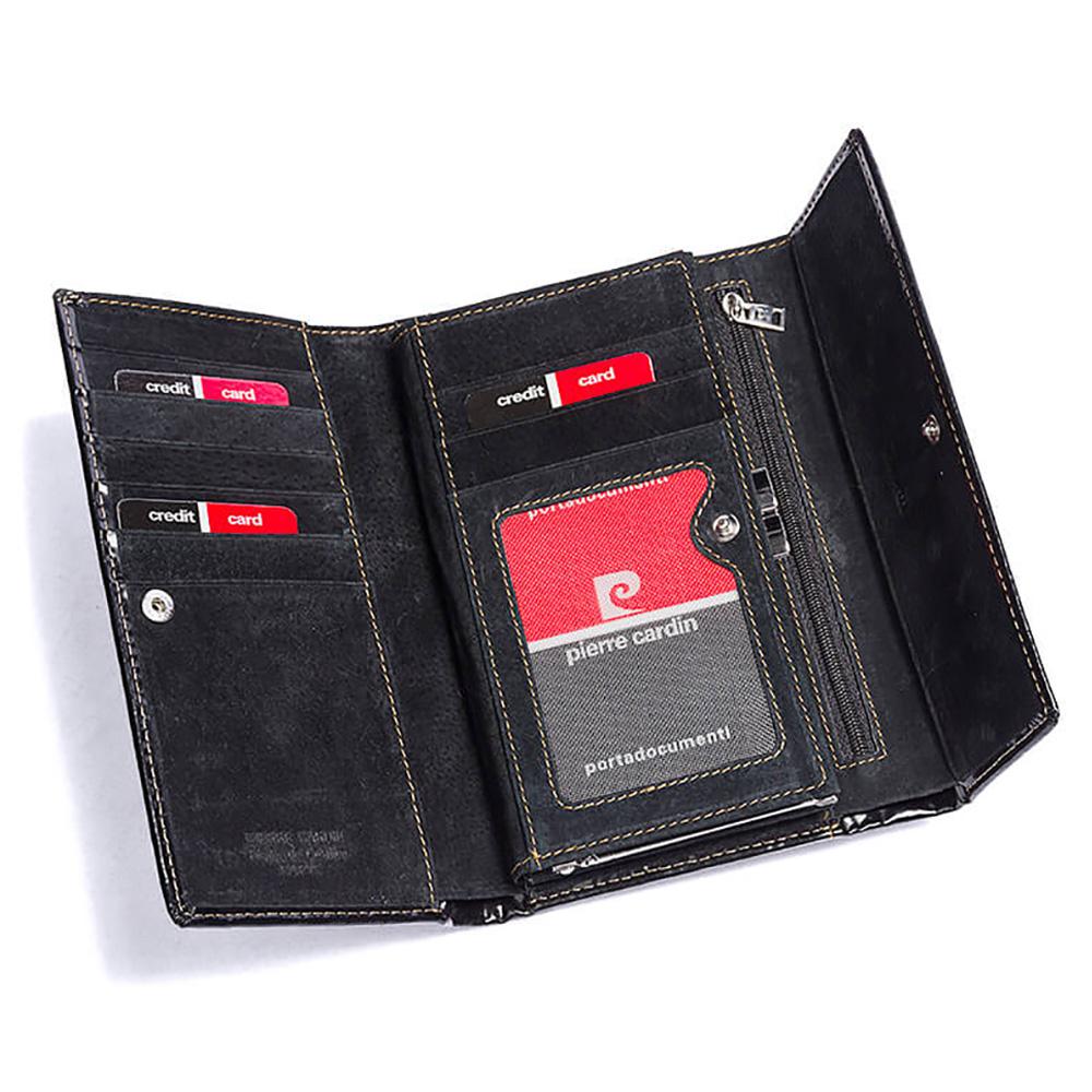 Pierre Cardin | Дамско портмоне от естествена кожа GPD104, Черен 4