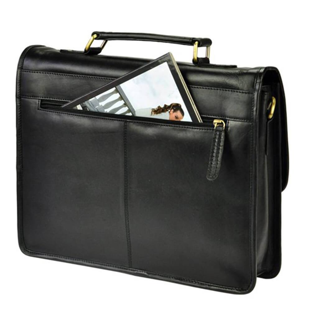 Мъжка бизнес чанта от естествена кожа GS520, Черен 9