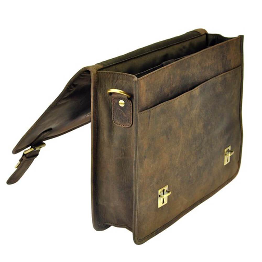 Мъжка бизнес чанта от естествена кожа GS521, Тъмно кафяво 4